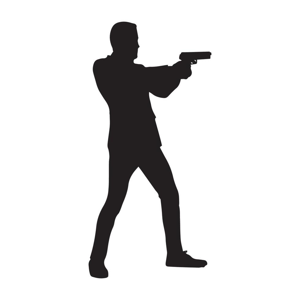 Silhouette of man with gun vector
