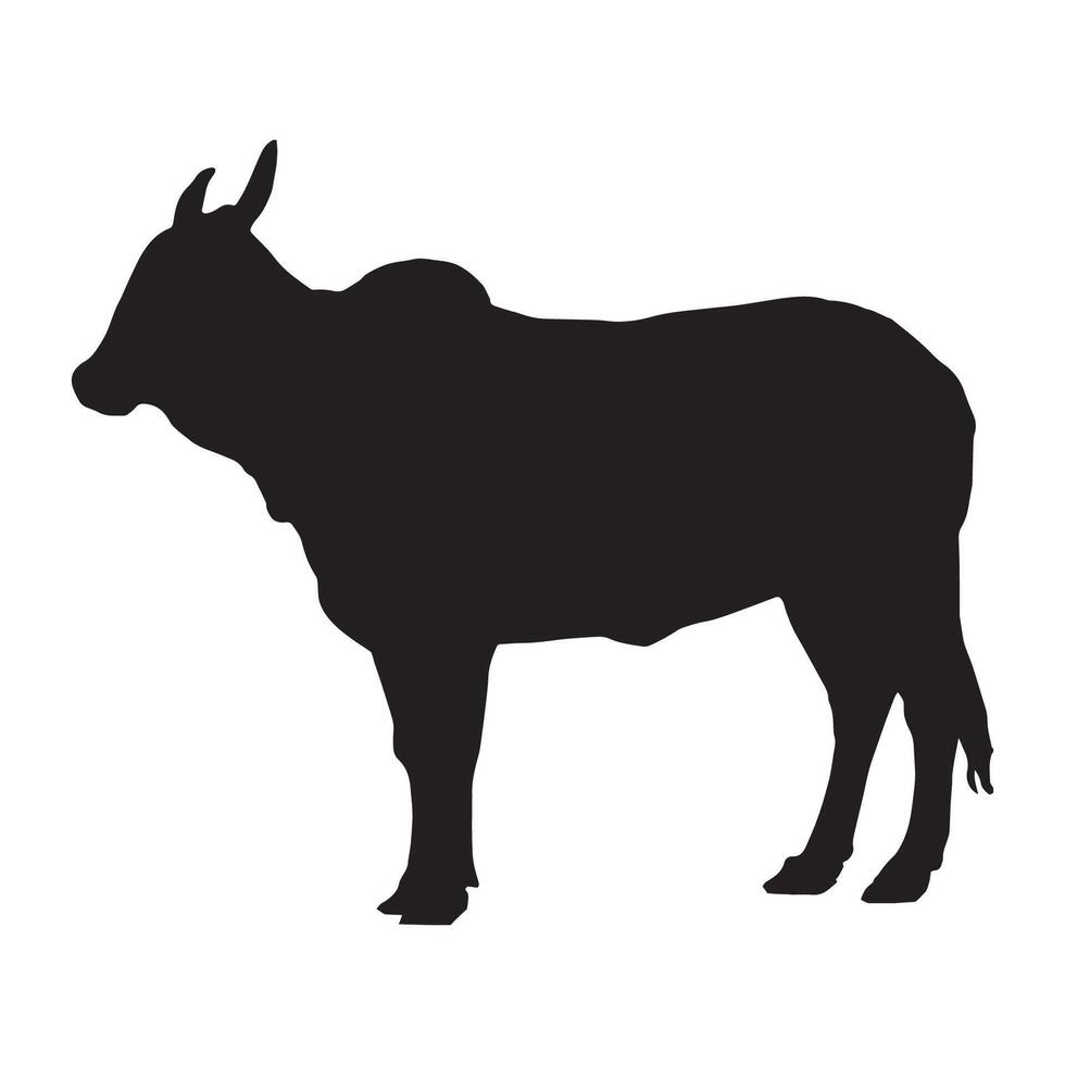 A black silhouette of a cow on a white background vector