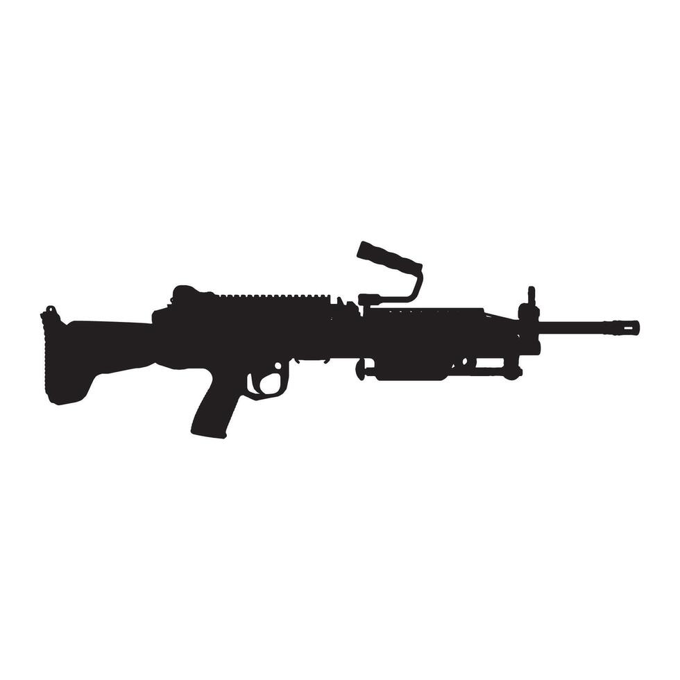 An automatic assault rifle is shown in silhouette on a white background vector
