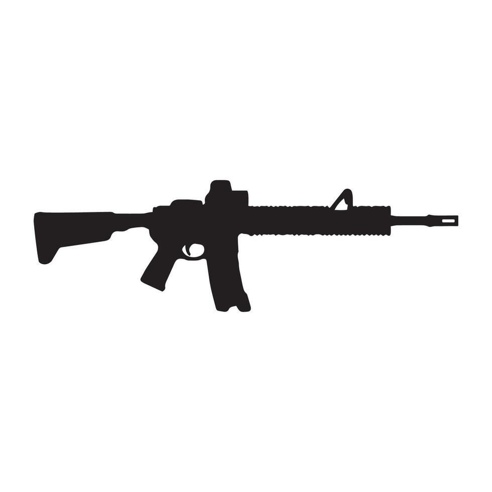 A semi automatic assault rifle is shown in silhouette vector