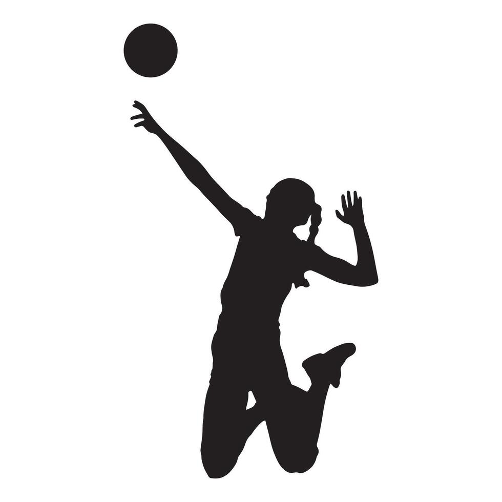 Silhouette of a girl playing volleyball vector