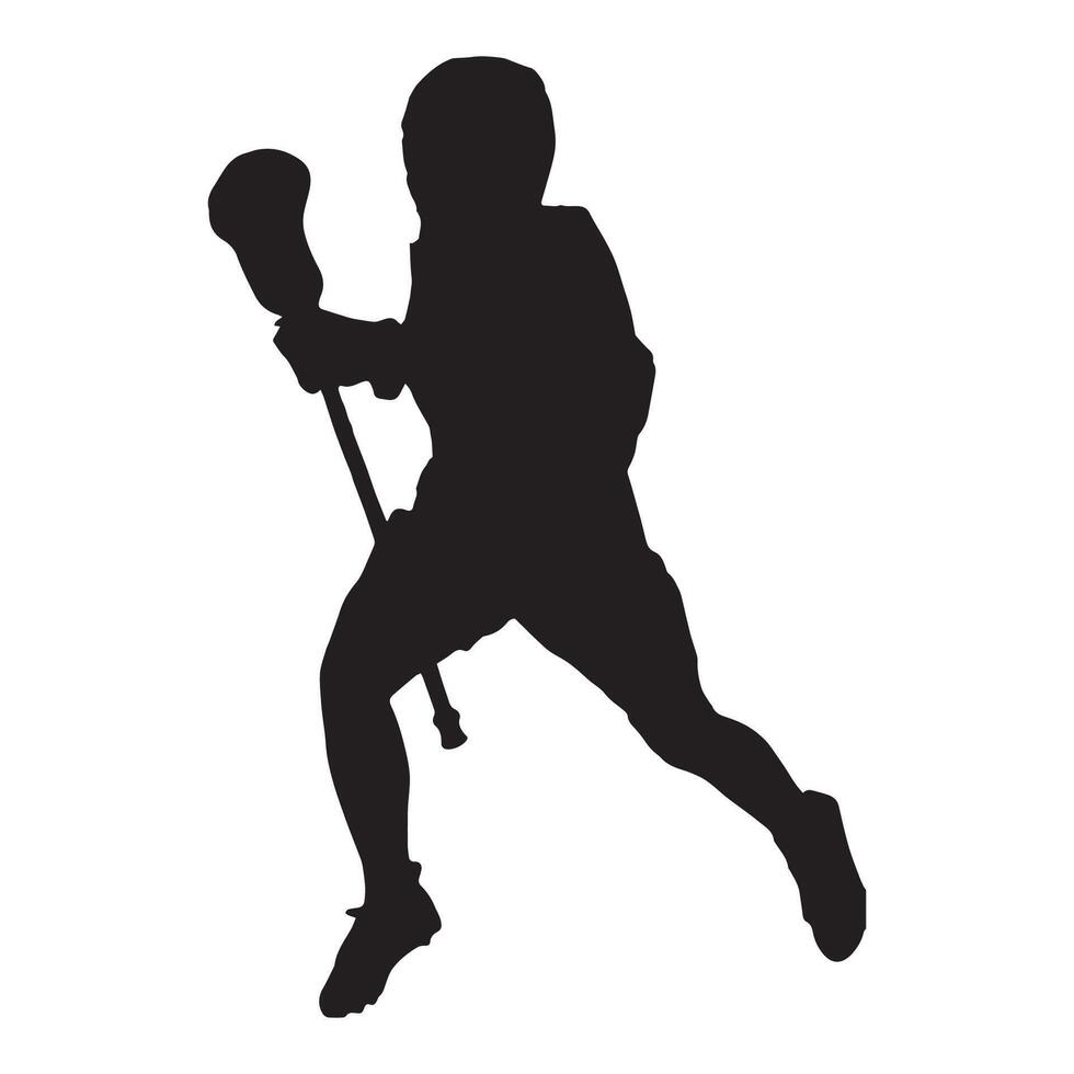 Lacrosse player silhouette on a white background vector