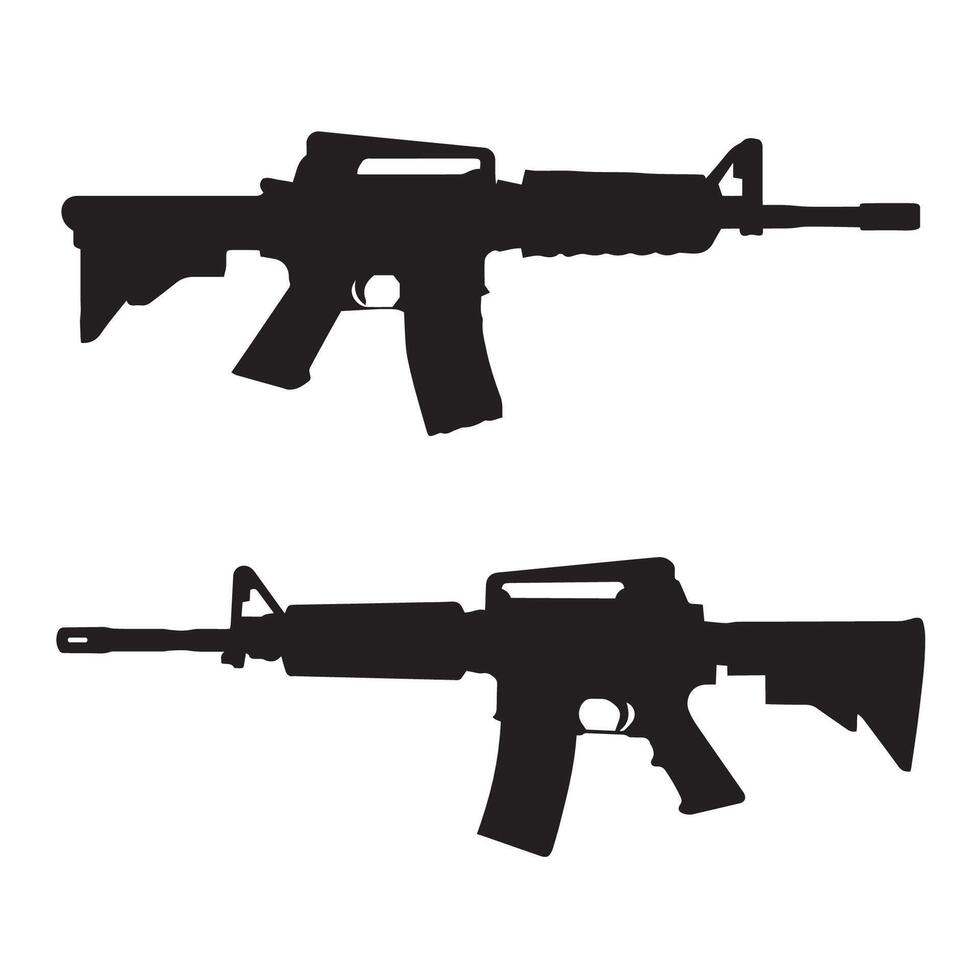 Two guns are silhouetted on a white background vector