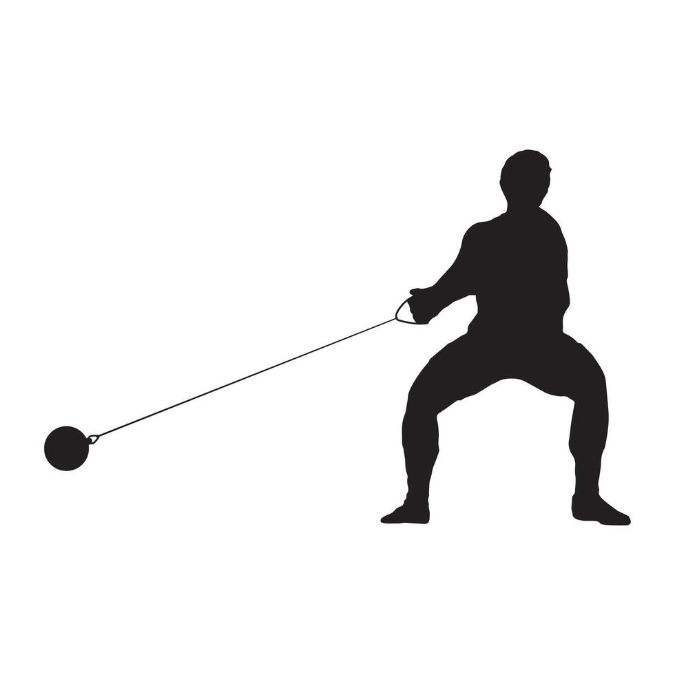 A silhouette of a man in hammer throw competition vector