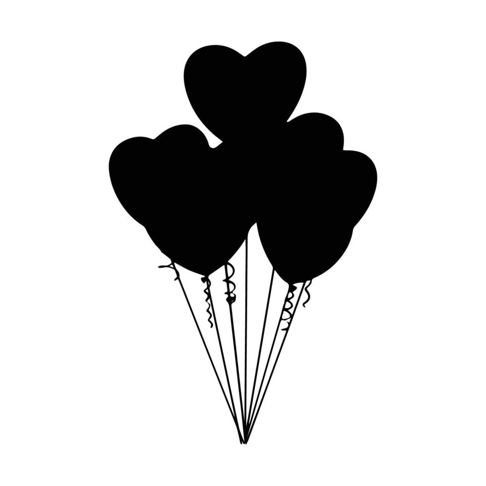 Black and white silhouette of a bunch of balloons vector