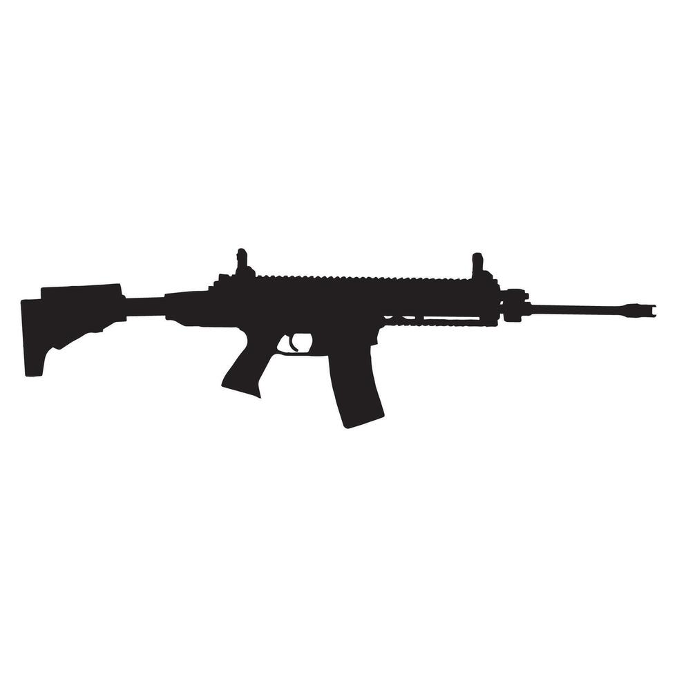 An automatic assault rifle is shown in silhouette for snipers vector