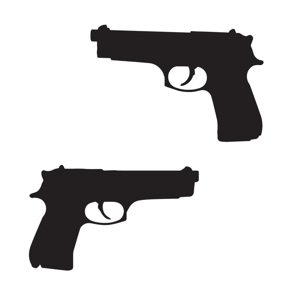 Two guns silhouette on a white background vector