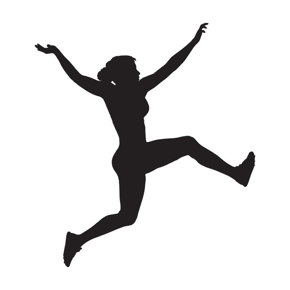 A silhouette of a woman long jump vector