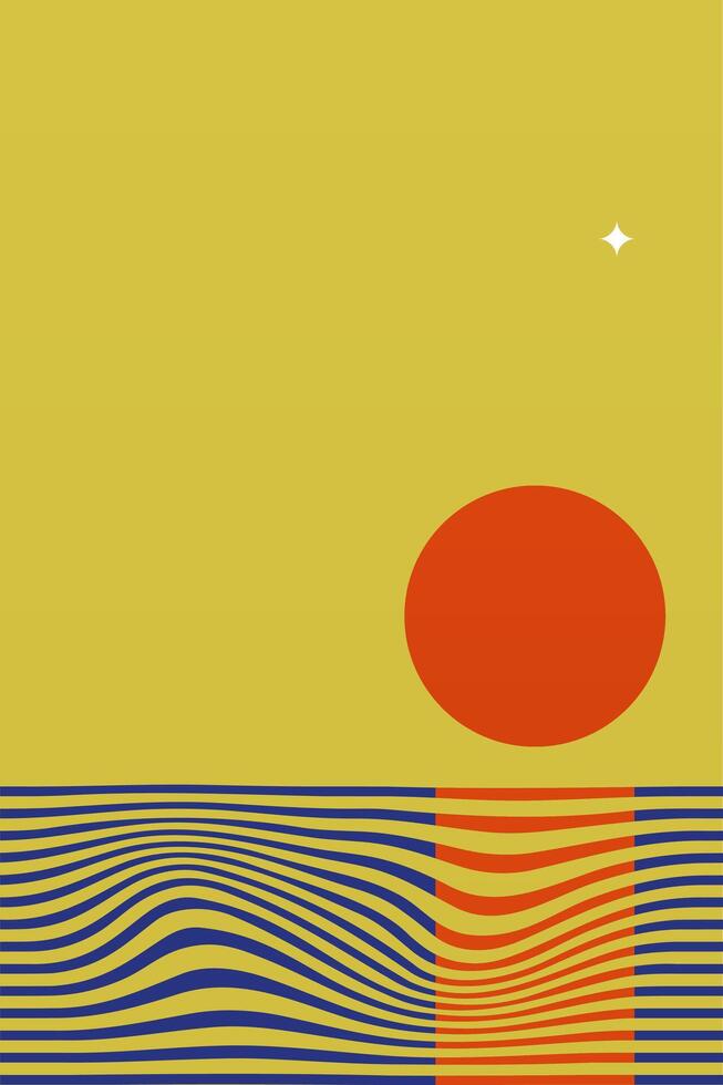 Minimalist Abstract Sunset Over Ocean - Modern Geometric vector