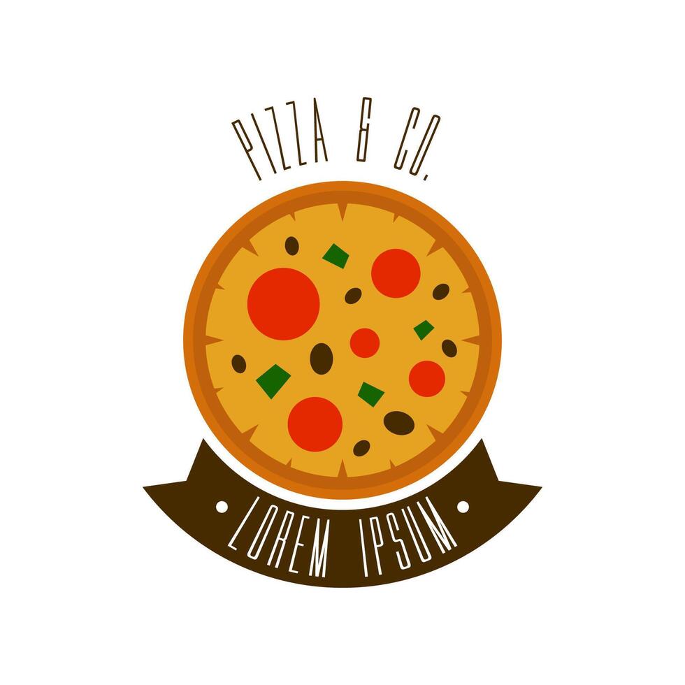 Pizza badge brand logo design template vector