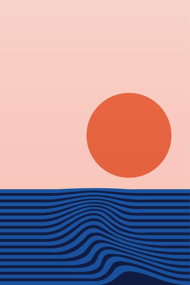 Sunset Over Ocean - Modern Geometric Art vector
