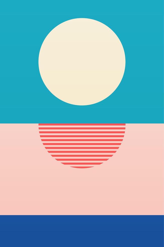 Minimalist Abstract Sunset Modern Geometric Art vector
