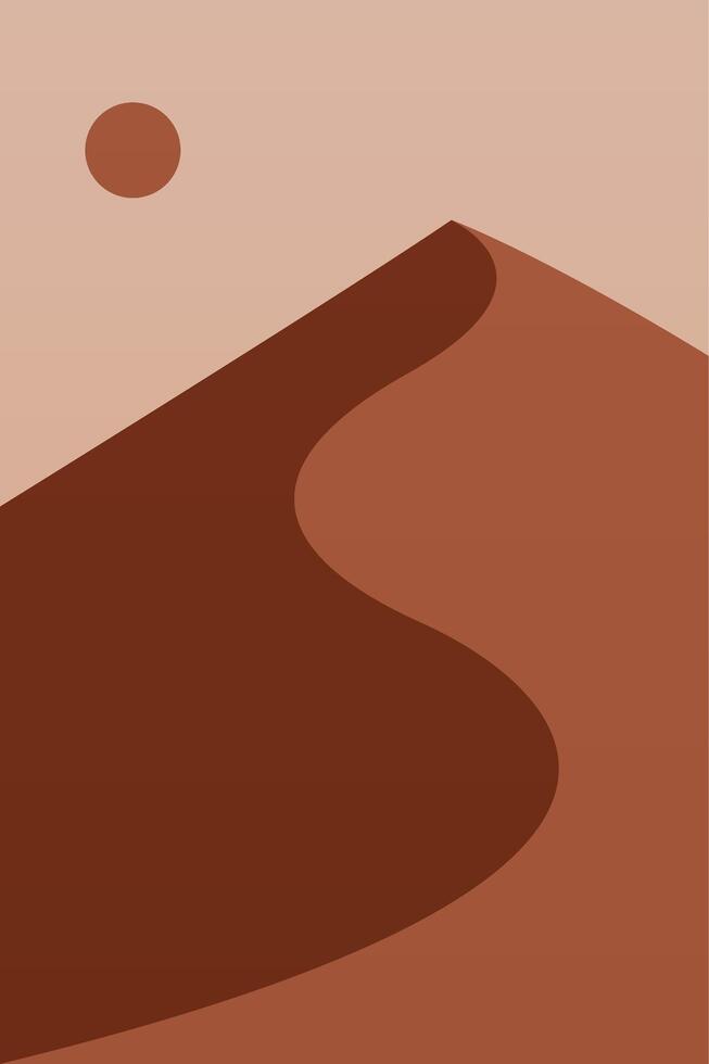 Minimalistic aesthetic brown mountainlandscape boho illustration vector
