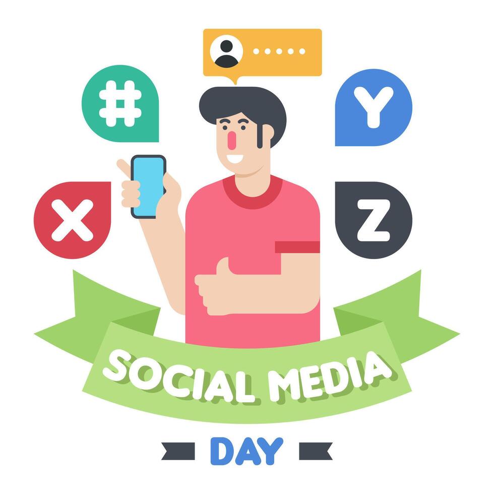 Happy social media day flyer vector
