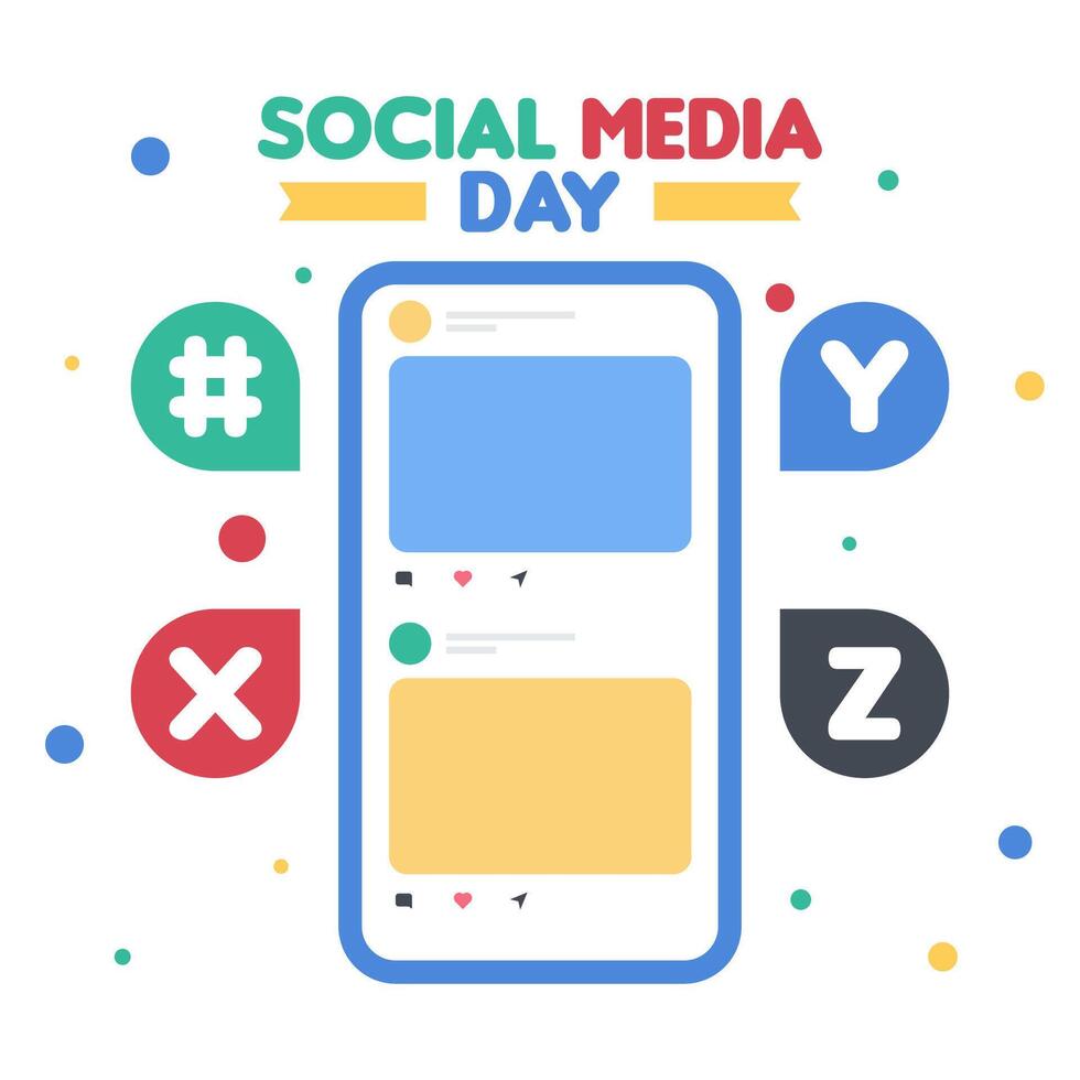 Happy social media day web banner vector