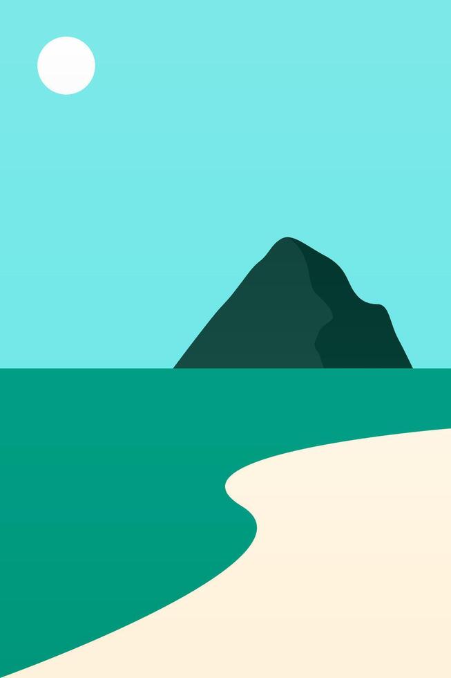 Abstract flat minimalist seascape illustration green sea vector
