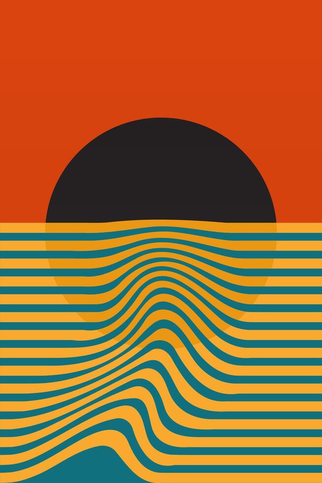 Minimalist Abstract Geometric Sunset Art vector