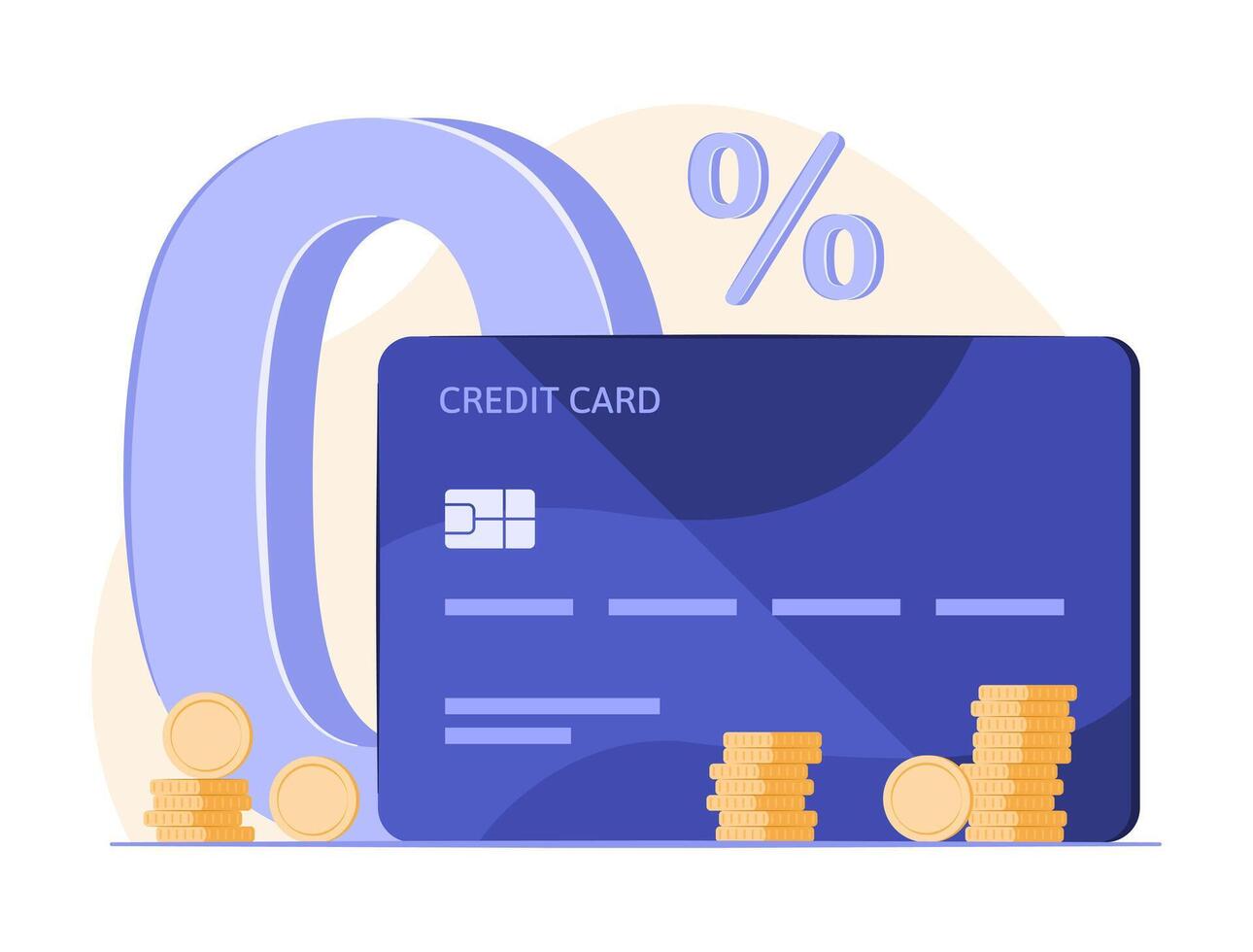 Credit Card with Zero Percent Pay by Installments for Financial and Card Payment Concept Illustration vector