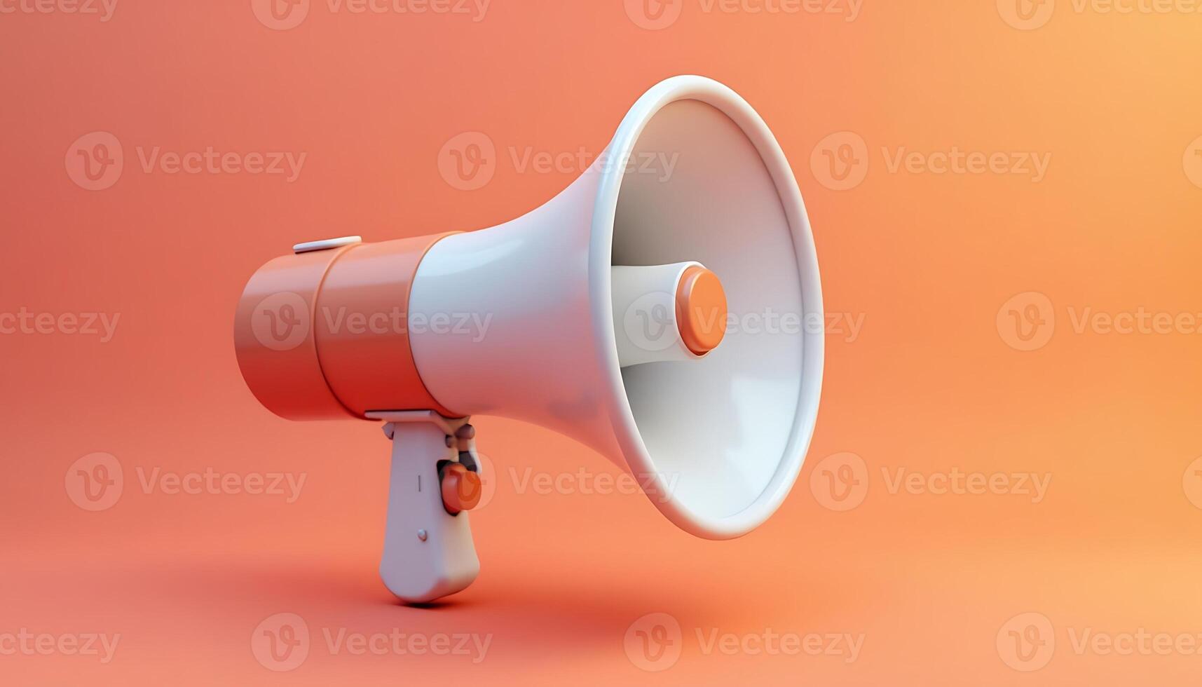A white megaphone on an orange background photo