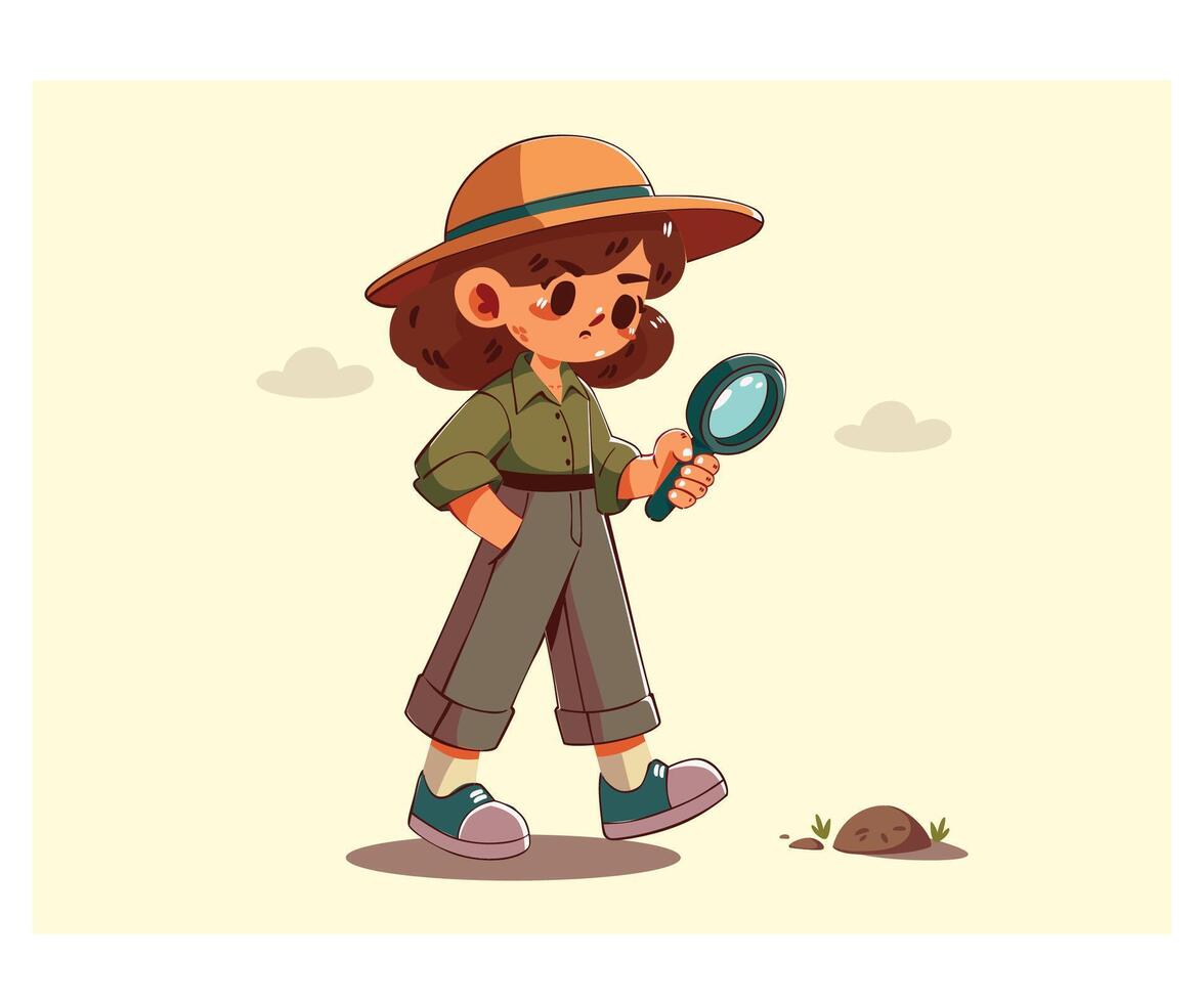 Young Explorer with Magnifying Glass vector