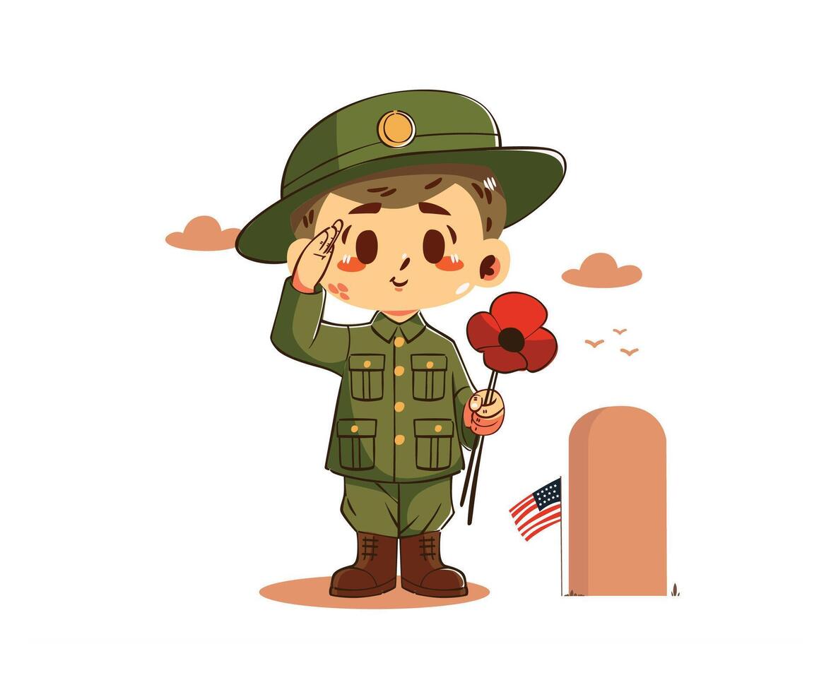 Child Soldier with Poppy vector