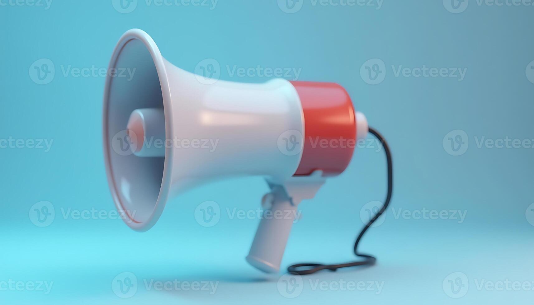 A red and white megaphone on a blue background photo