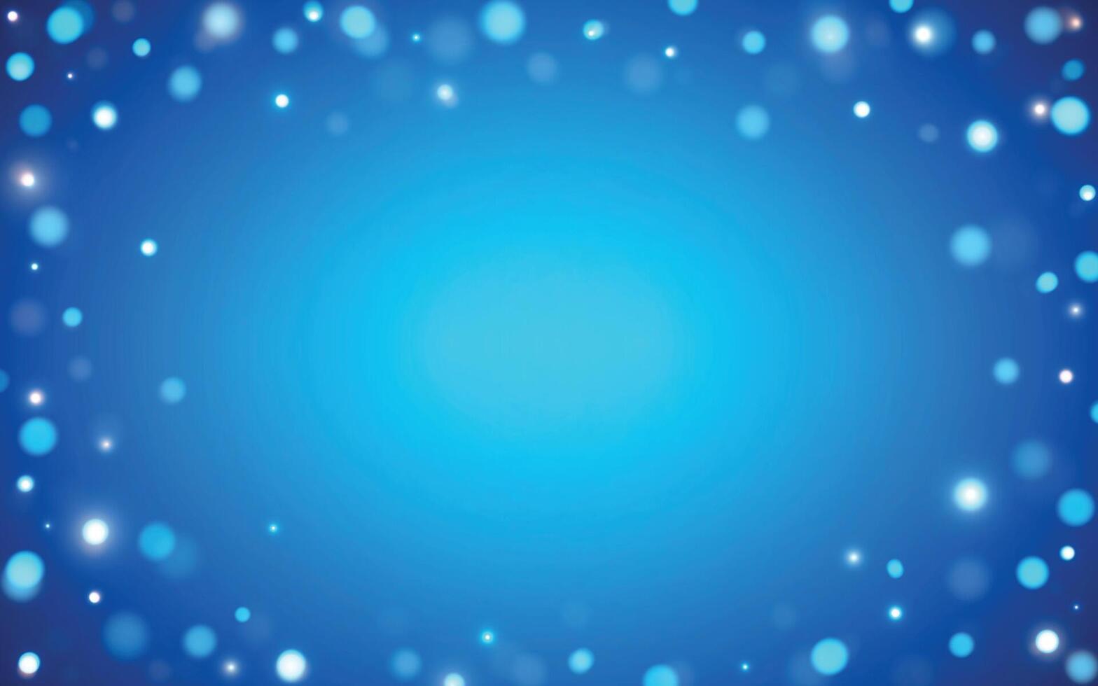 Blue Bokeh Light Frame Background, Glowing Abstract Border with Soft Defocused Circles on Blue Gradient. Background decoration vector