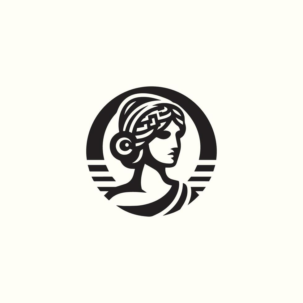 beauty woman's head in a circle logo vector