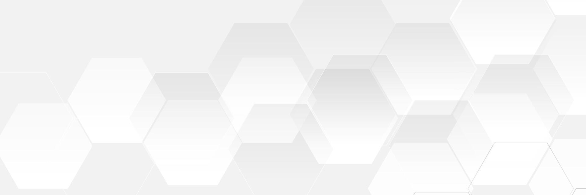 White abstract background with layered transparent hexagons vector