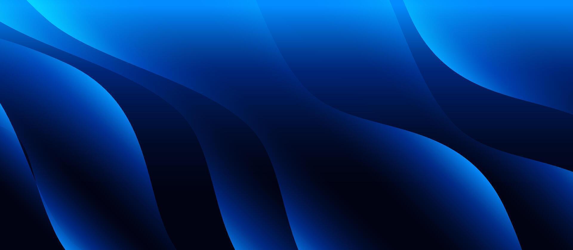 Dark blue abstract wave background with flowing gradient curves vector