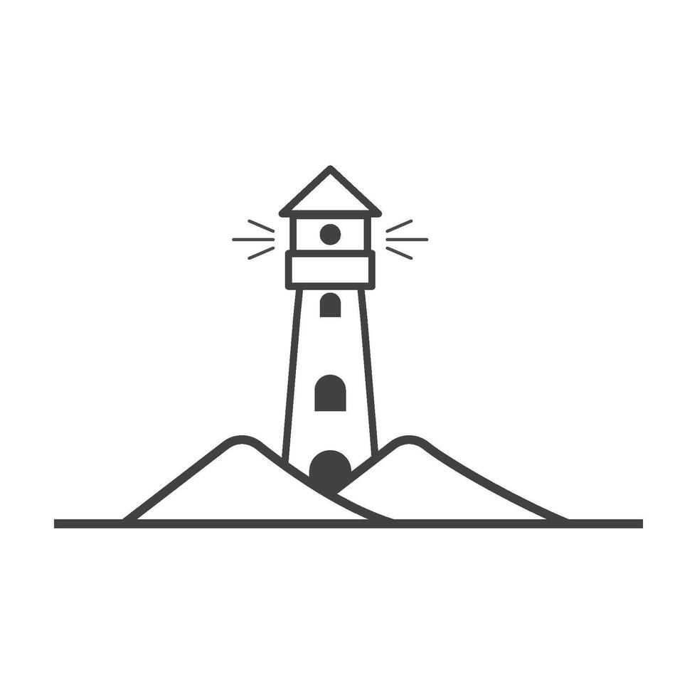 Light House and mountain icon vector