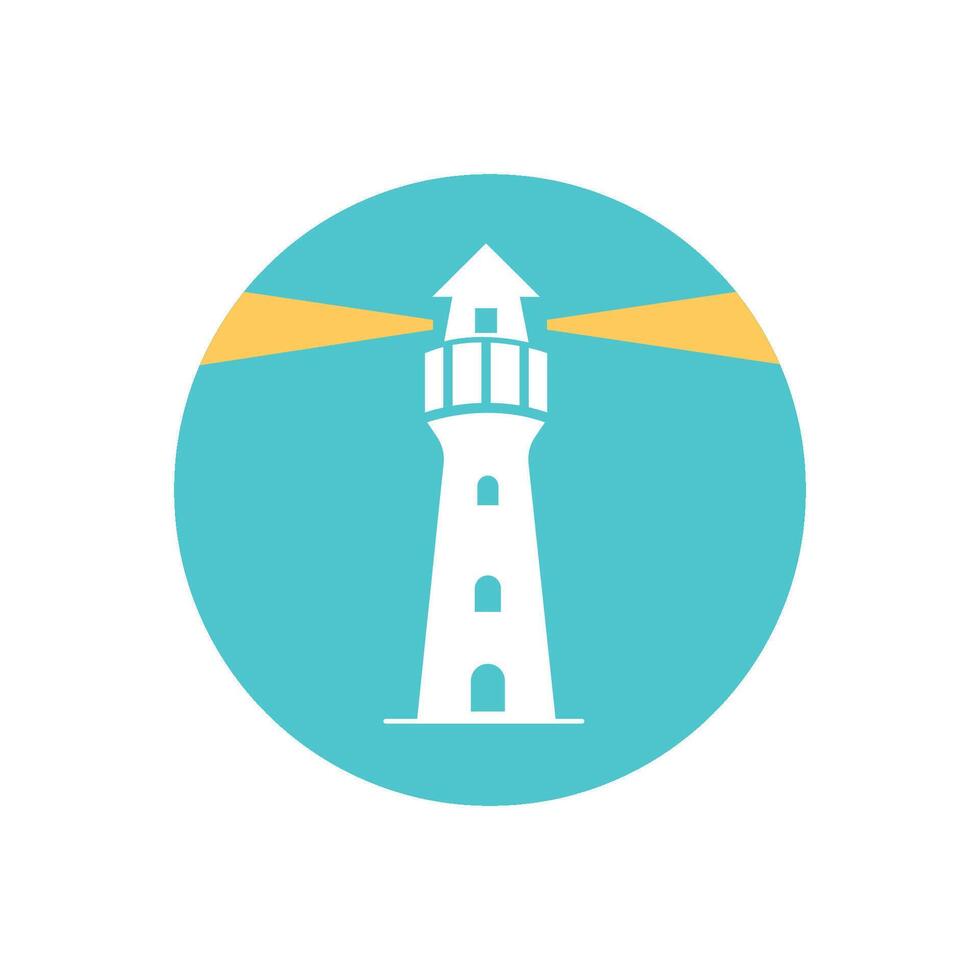 Blue circle Light House icon vector