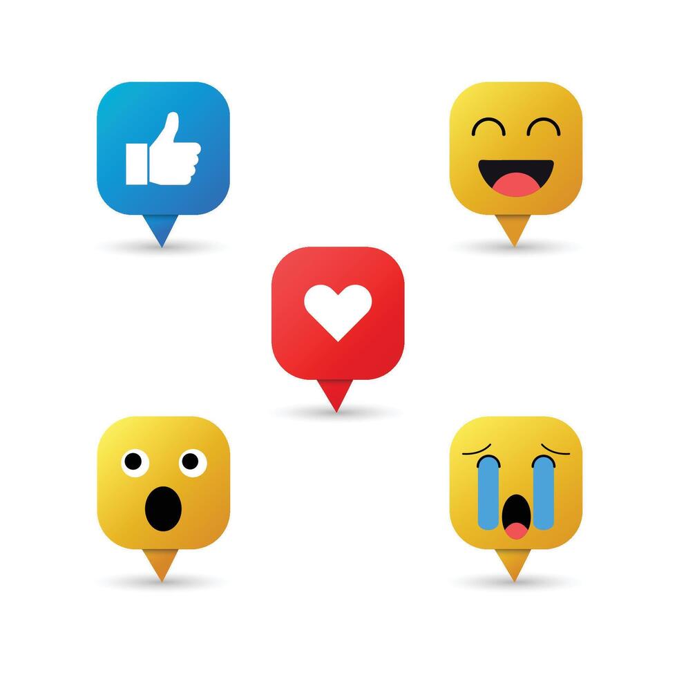 Flat emoticon reaction collection icon vector