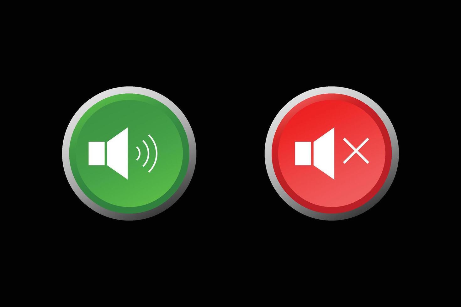sound on and off design red and green colour vector