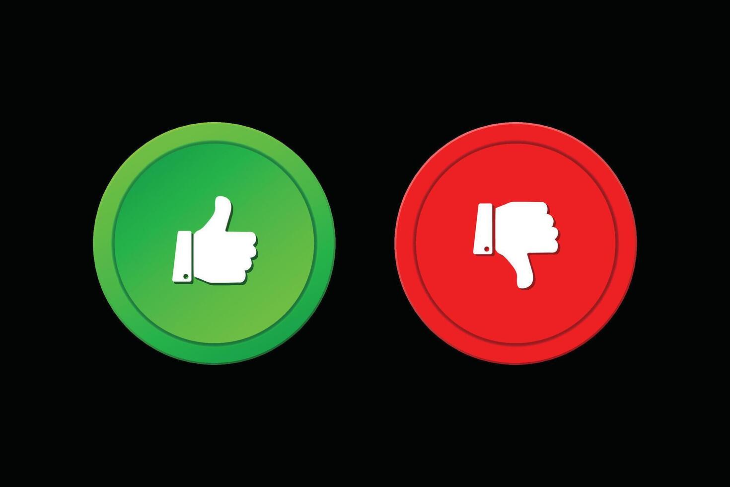 like and dislike button icon design wath red and grine color vector