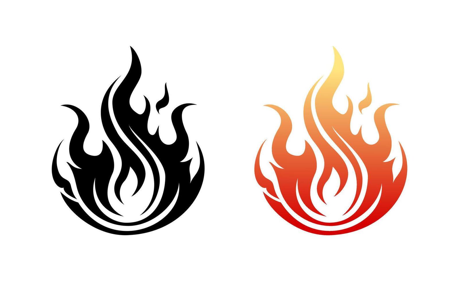 Cheerful and creative red gradient black and yellow fire icon illustration vector