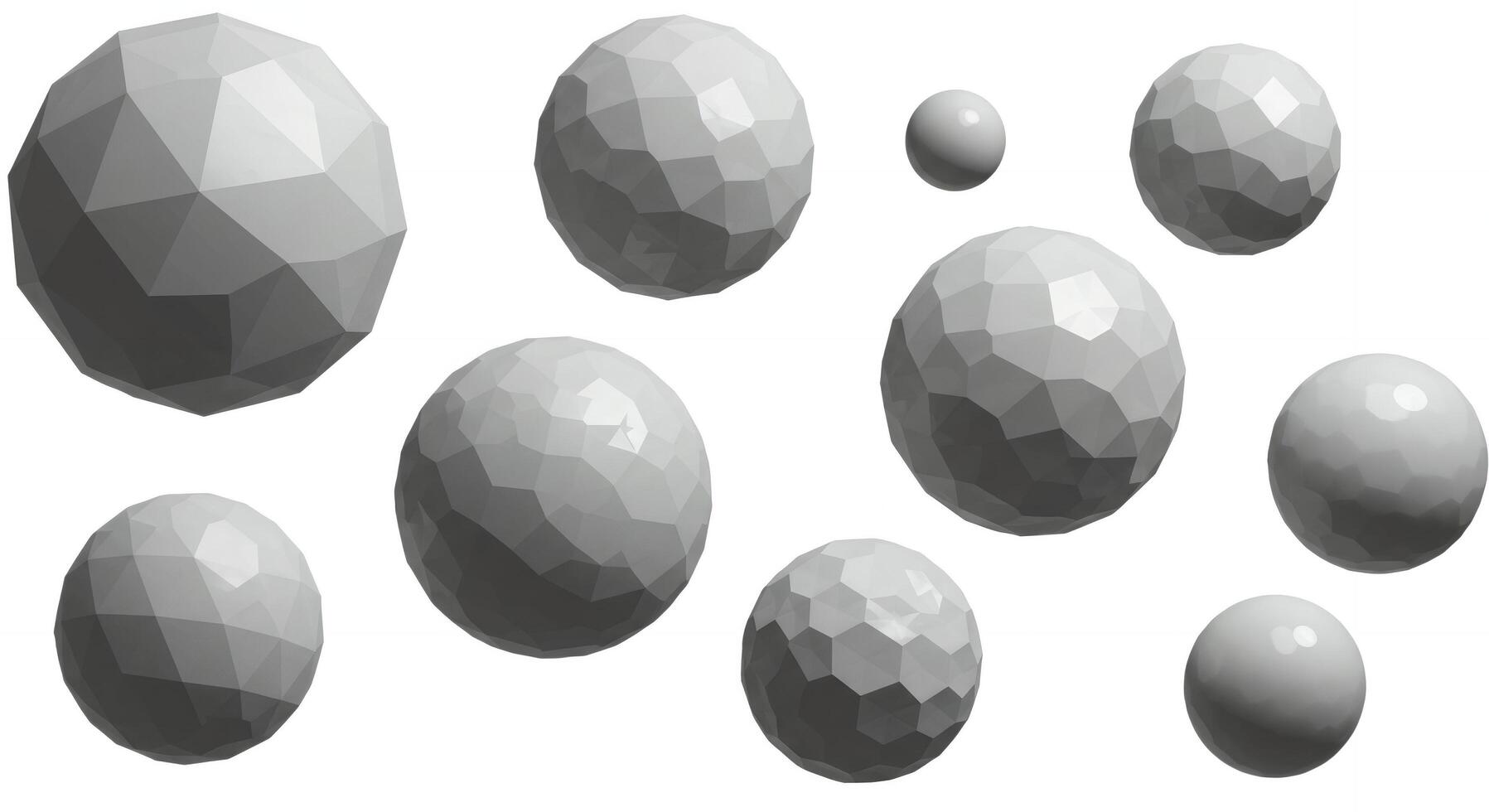 Floating Geometric Spheres Abstract Background on White photo