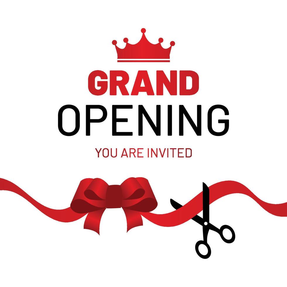 grand opening poster design red and blak color vector