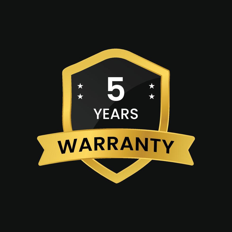 warranty icon design blue golden color vector