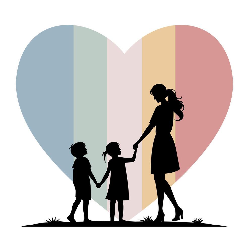 Mother day with chlid and love symbol background vector