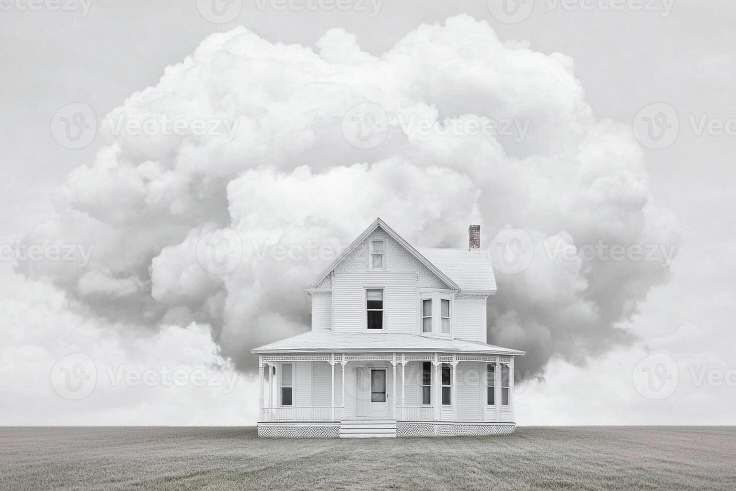 A house with a cloud in the sky photo