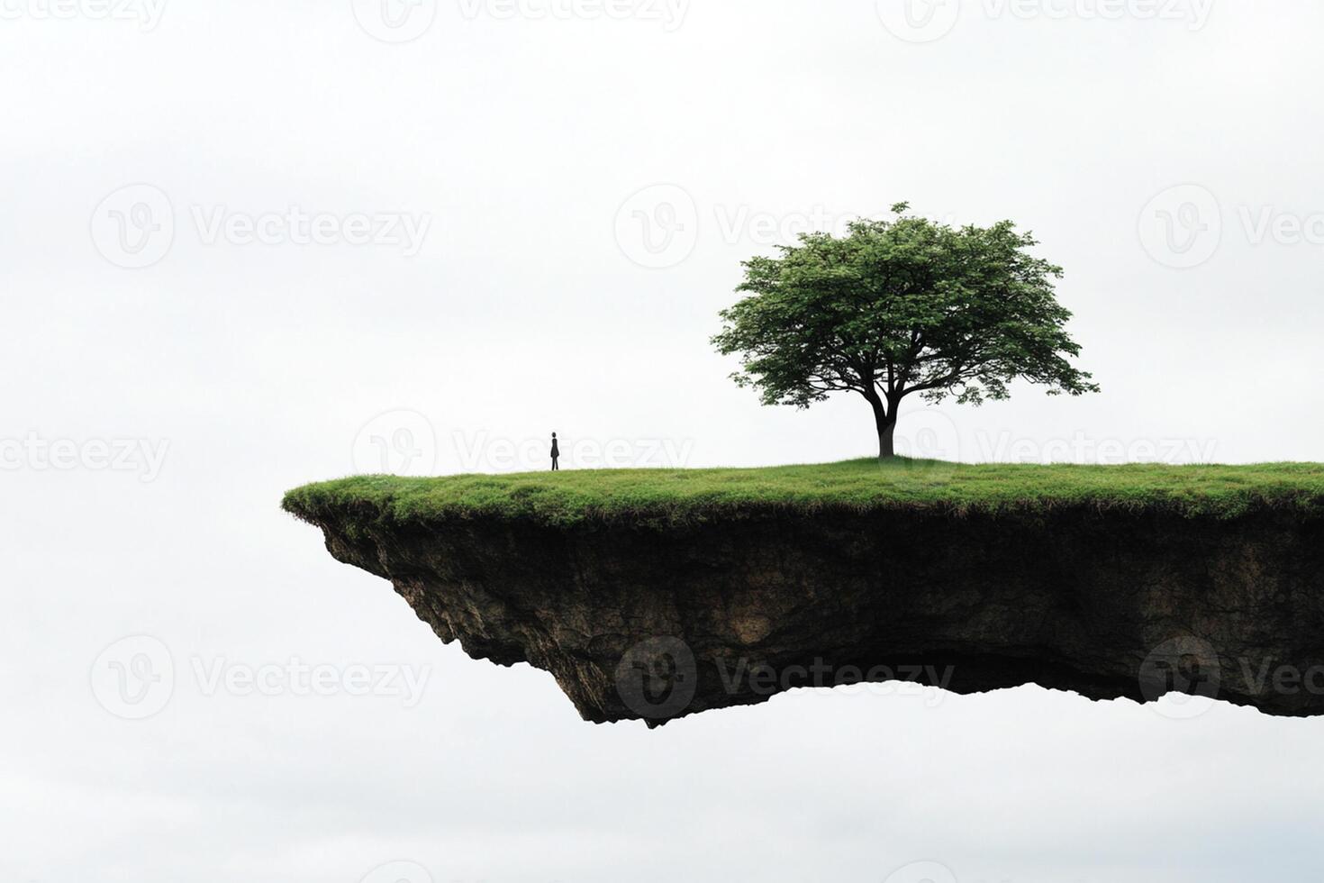 A tree is standing on top of a cliff photo
