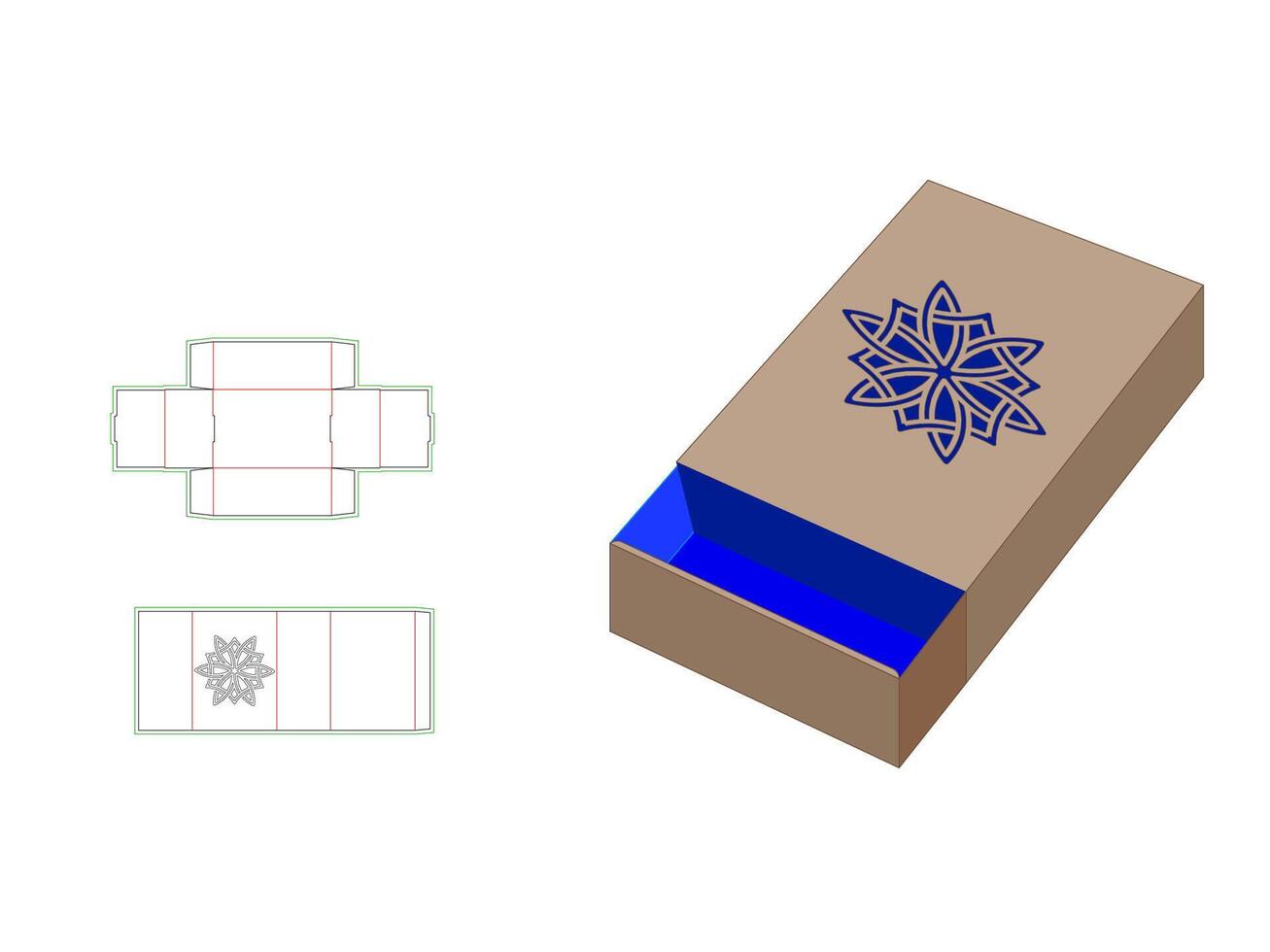 Drawer match box Mandala patterned Laser Cut template vector