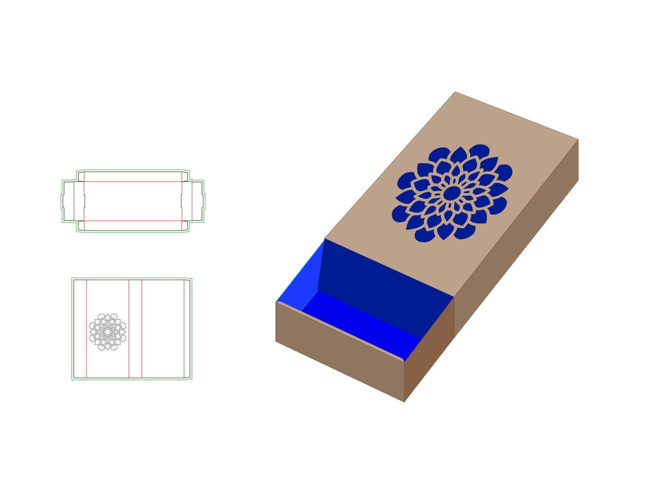 Drawer Gift box Mandala patterned Laser Cut Template vector