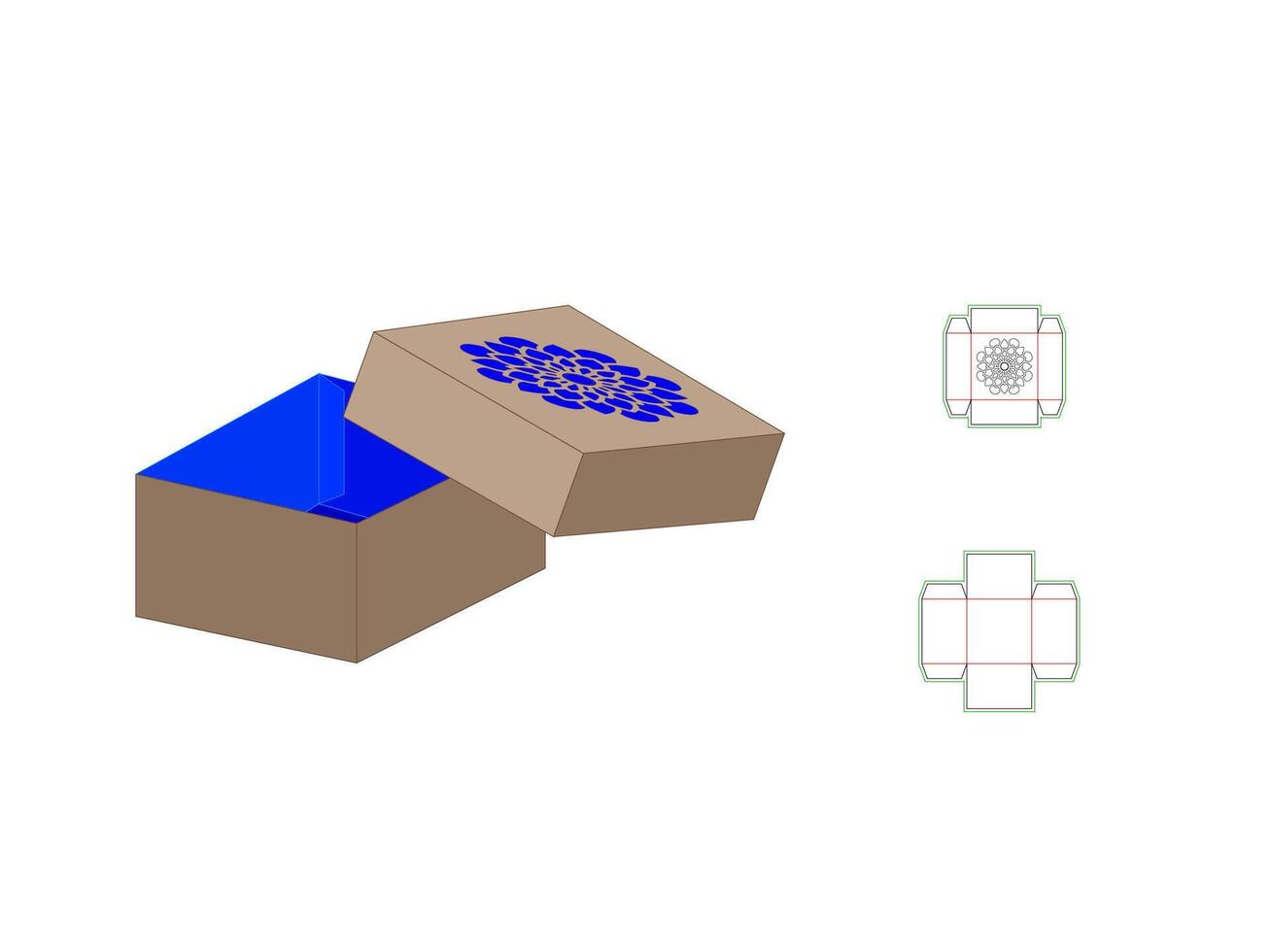 Packaging Design Corrugated Base Lid Gift Box Dieline Template vector