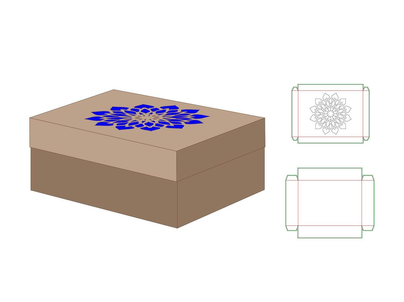 Mandala patterned Cardboard Gift Box Dieline Template vector