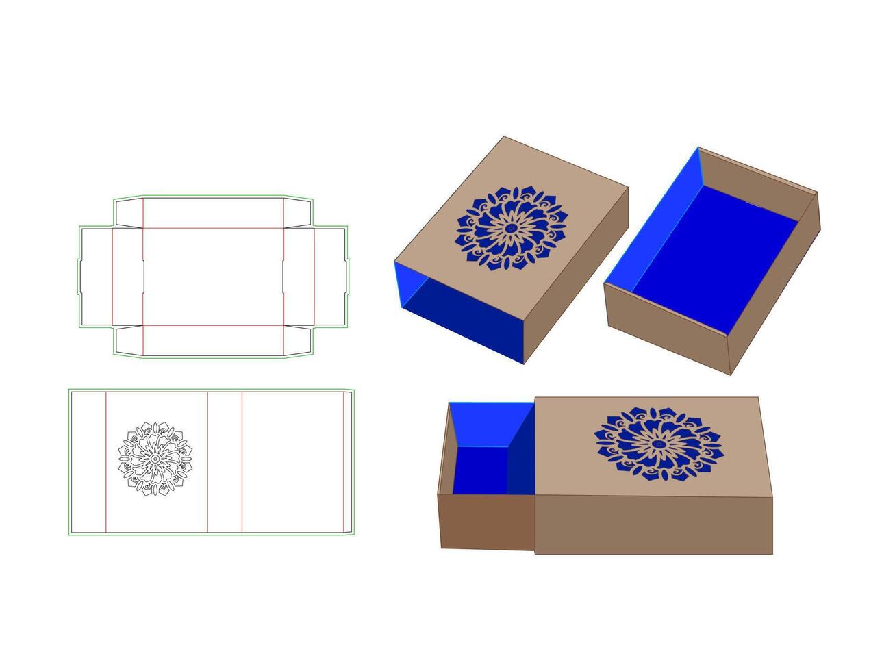 Decorative Mandala patterned box, Template with Flower Laser Cut vector