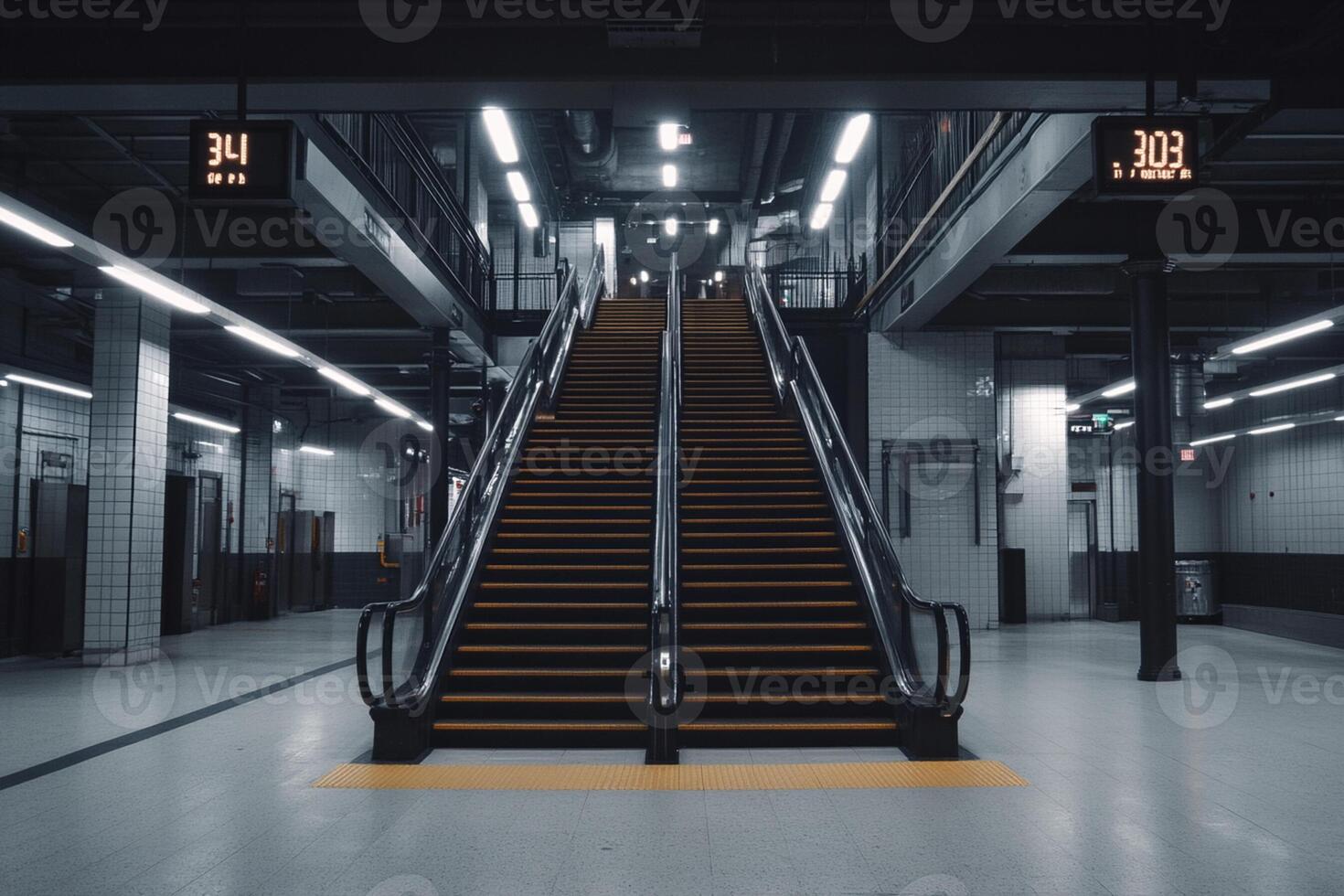 An escalator in a subway station photo