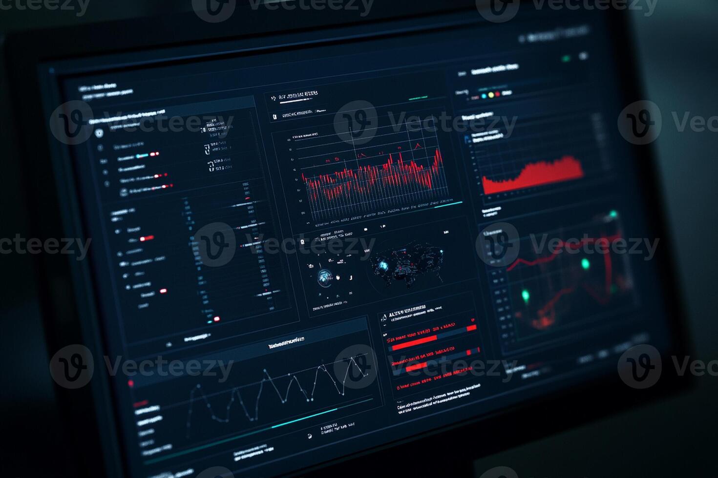 A computer monitor with a dashboard displaying various data photo