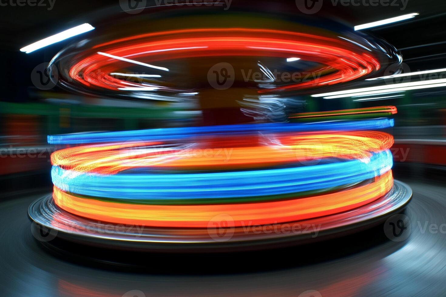 A blurry image of a carousel ride photo